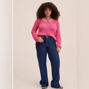 Mango Pink Barbiecore Chunky 90’s  Boho  Knit Oversized Sweater Size 3X